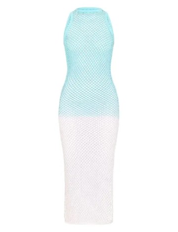 Rochie lunga PrettyLittleThing, albastru/alb