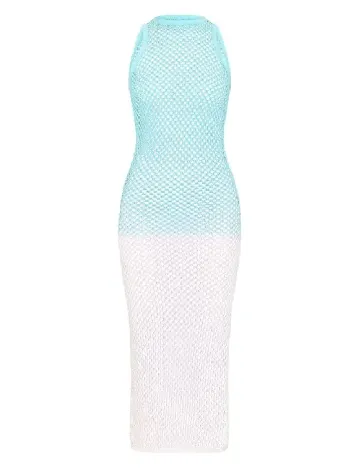 Rochie lunga PrettyLittleThing, albastru/alb