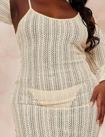 Rochie de plaja PrettyLittleThing Plus Size, crem