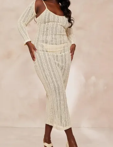 Rochie de plaja PrettyLittleThing Plus Size, crem