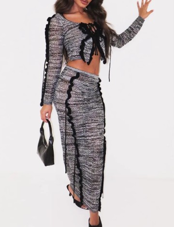 Fusta PrettyLittleThing, alb/negru