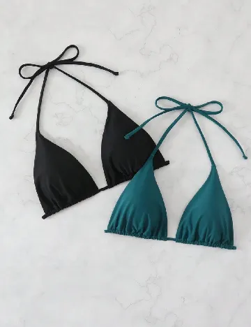 Set sutiene de baie 2 bucati SHEIN, negru/albastru
