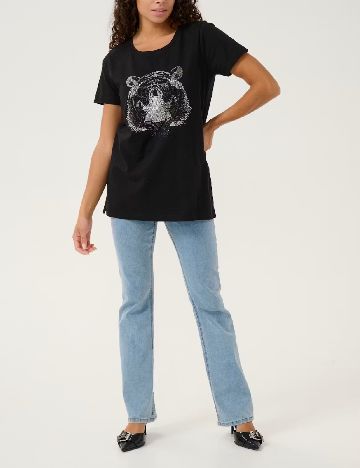 Tricou Cream, negru