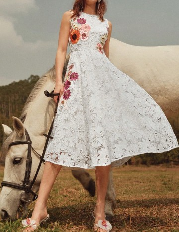 Rochie medie Anewsta, alb