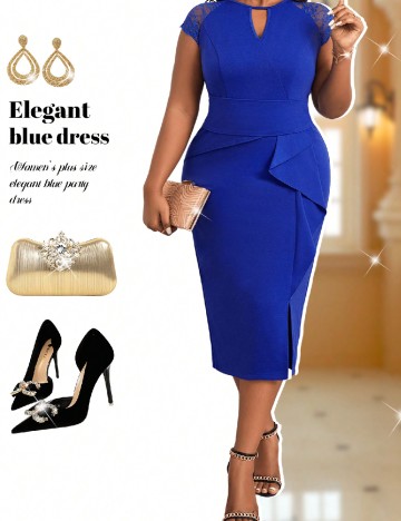 Rochie medie SHEIN CURVE, albastru
