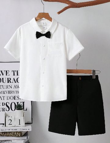 Compleu Shein Kids, alb/negru