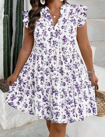 Rochie scurta SHEIN CURVE, alb/mov