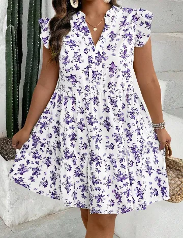 Rochie scurta SHEIN CURVE, alb/mov