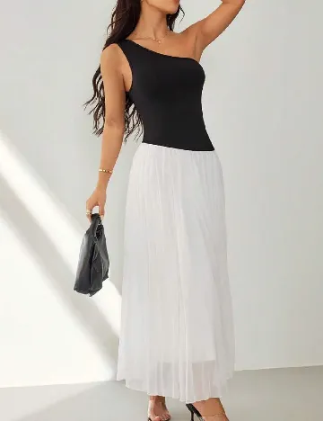 Rochie lunga SHEIN, alb/negru