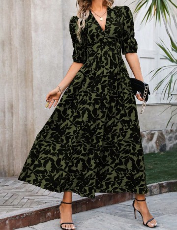 Rochie lunga SHEIN, verde/negru