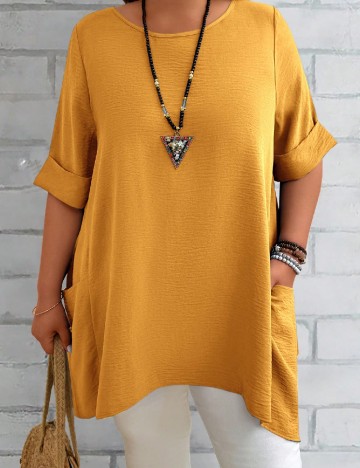 Bluza Emery Rose Curve, mustar