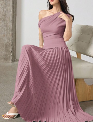 Rochie lunga SHEIN, roz pudra inchis