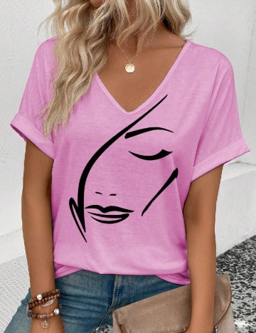 Tricou Oversize SHEIN, roz