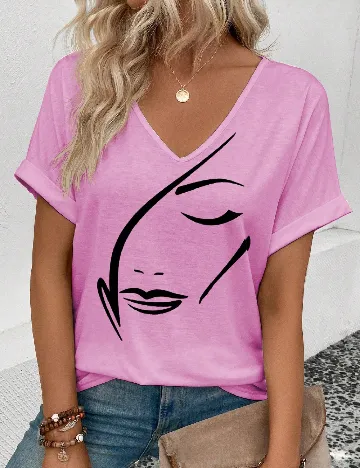Tricou Oversize SHEIN, roz