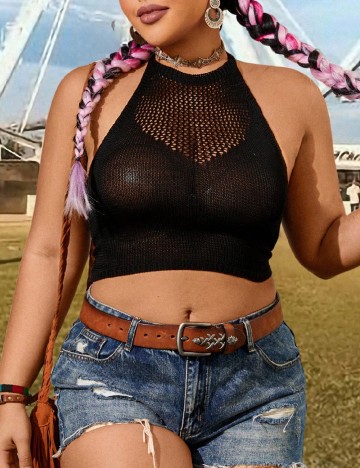 Top SHEIN CURVE, negru