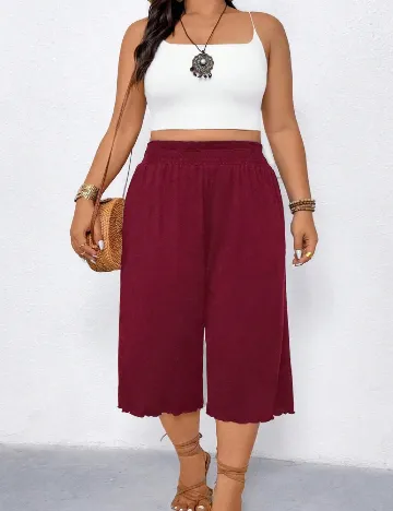 Pantaloni trei sferturi SHEIN CURVE, visiniu