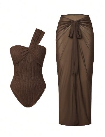 Costum de baie SHEIN, maro