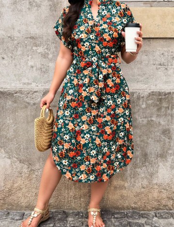 Rochie medie Emery Rose Curve, floral print