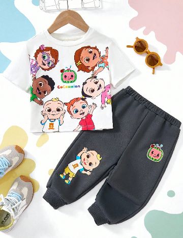 Compleu Shein Kids, gri/alb
