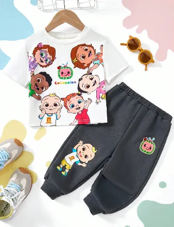 Compleu Shein Kids, gri/alb
