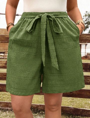 Pantaloni scurti SHEIN CURVE, verde