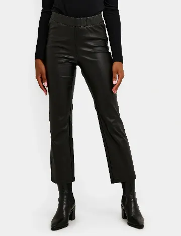 Pantaloni imitatie de piele Kaffe, negru
