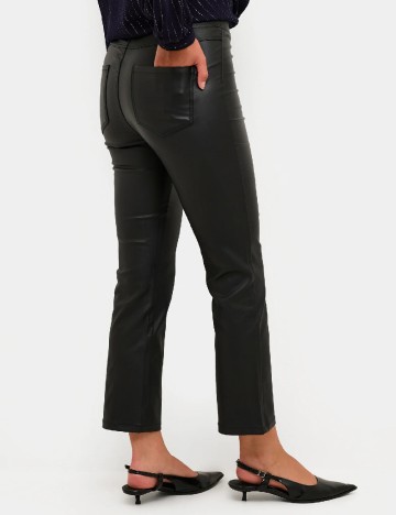 Pantaloni imitatie de piele Kaffe, negru
