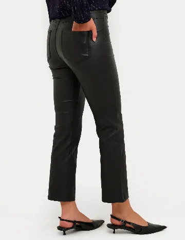 Pantaloni imitatie de piele Kaffe, negru
