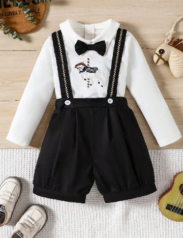 Compleu Shein Kids, alb/negru