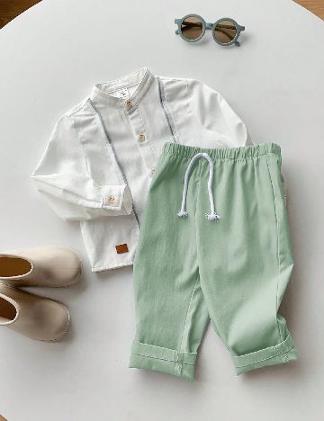 Compleu Shein Kids, verde/alb