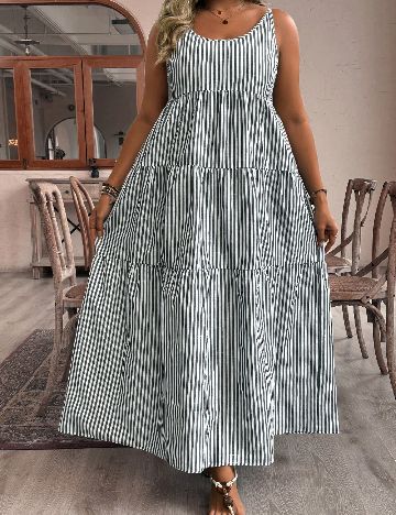 Rochie lunga SHEIN CURVE, gri/alb