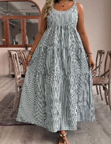 Rochie lunga SHEIN CURVE, gri/alb