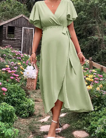 Rochie medie SHEIN Maternity, verde