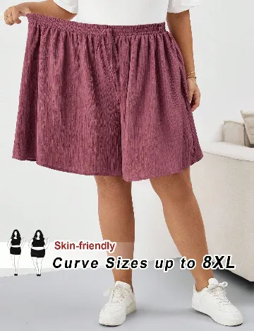 Pantaloni scurti SHEIN CURVE, roz pudra