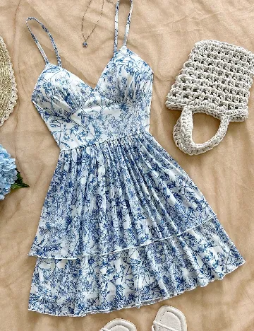 Rochie scurta SHEIN, alb/albastru