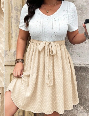 Rochie scurta SHEIN CURVE, alb/crem