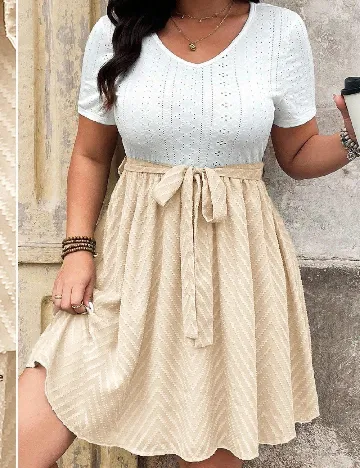Rochie scurta SHEIN CURVE, alb/crem