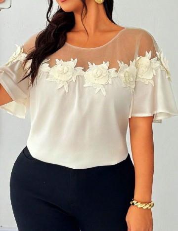 Tricou SHEIN CURVE, crem