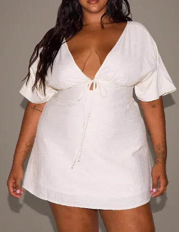 Rochie scurta Musera Plus Size, ecru