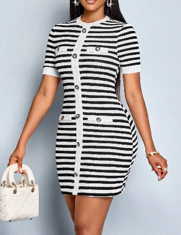 Rochie scurta SHEIN, alb/negru
