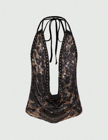 Top Romwe, maro/negru