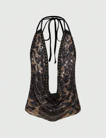 Top Romwe, maro/negru