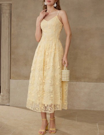 Rochie medie MOTF, galben deschis