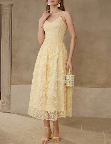 Rochie medie MOTF, galben deschis