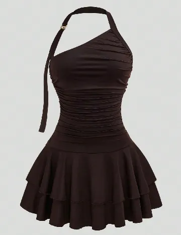 Rochie scurta SHEIN CURVE, maro inchis