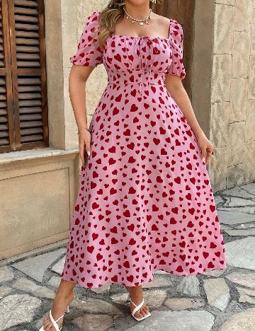 Rochie medie SHEIN CURVE, roz/rosu