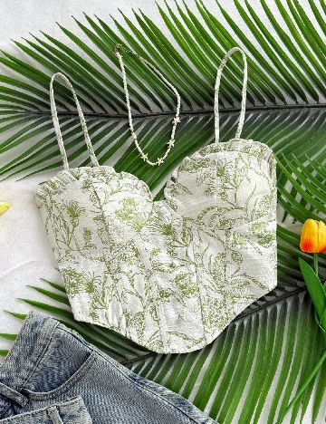 Top SHEIN, alb/verde