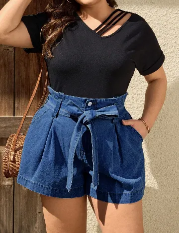 Pantaloni scurti SHEIN CURVE, albastru