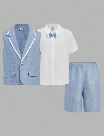 Compleu Shein Kids, alb/albastru