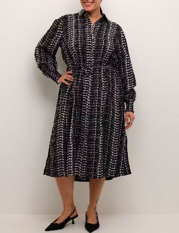 Rochie medie Kaffe Curve, negru/bej